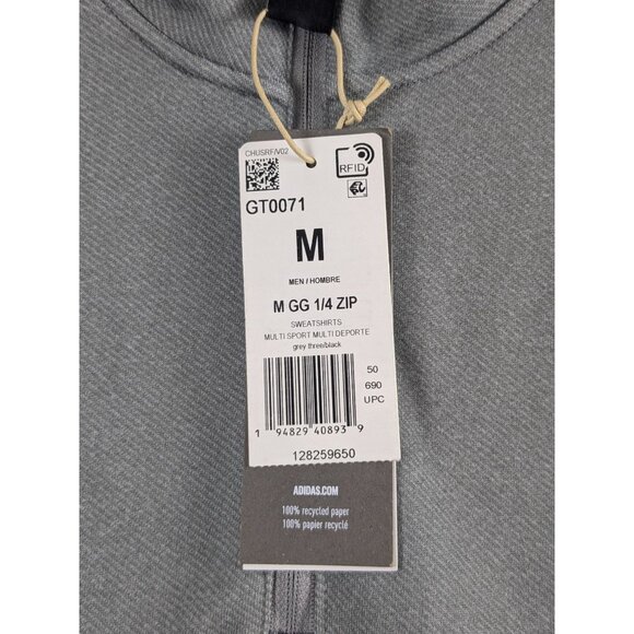 Adidas Mens Medium Grey AEROREADY 1/4 Zip Pullover Sweatshirt Long Sleeve NWT - Picture 12 of 16